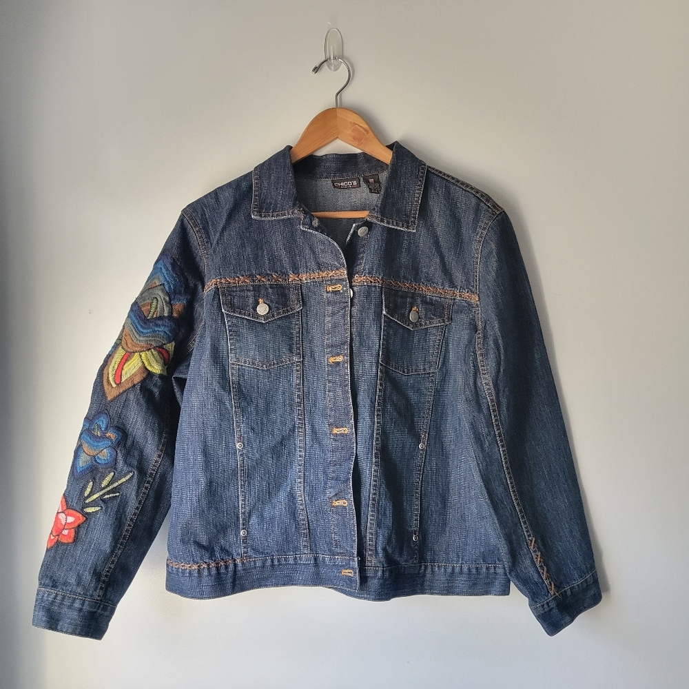 Chico's Embroidered Demin Jacket